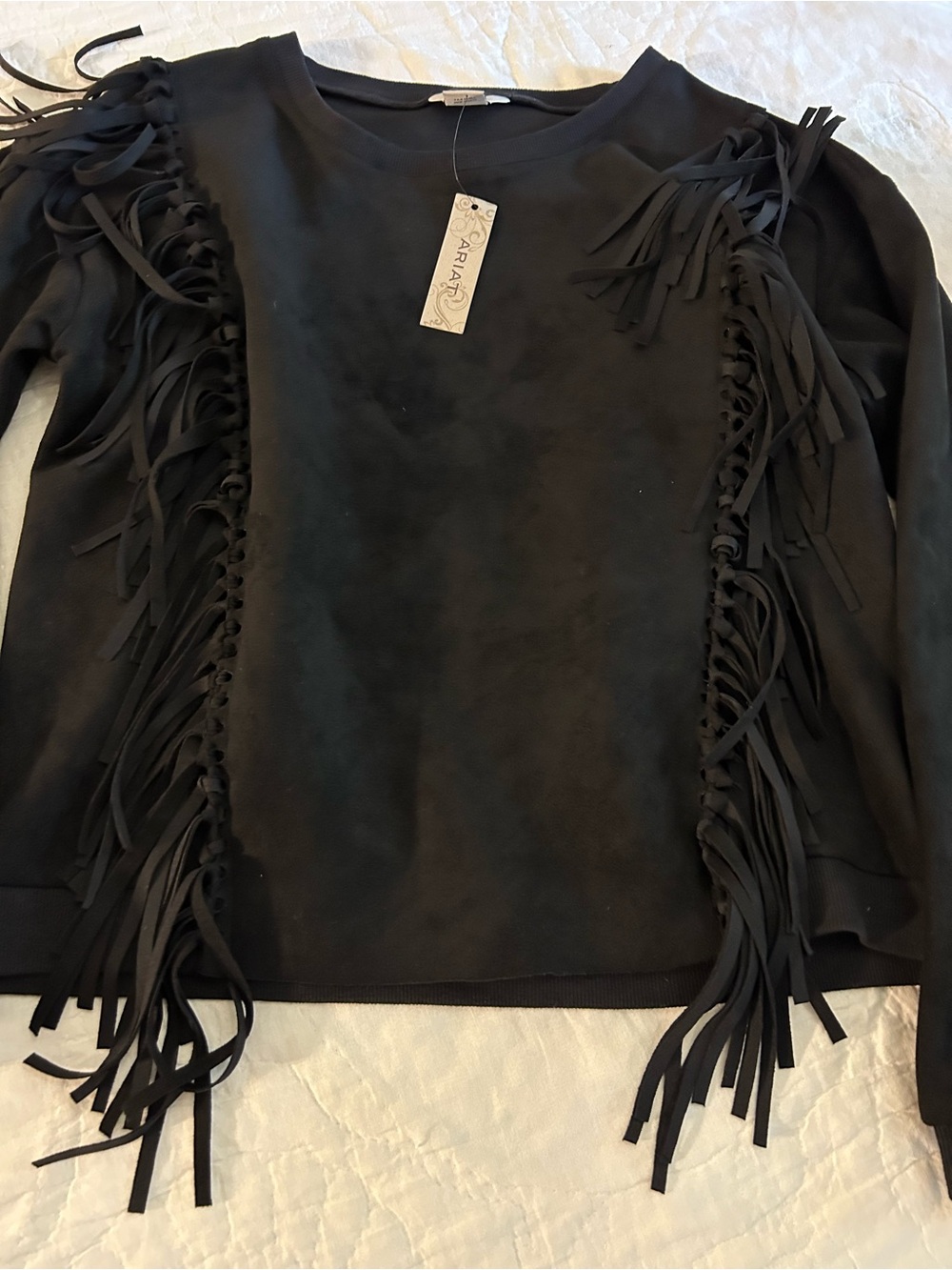 Ariat Black Crewneck Top with Brand Tag - Picture 6 of 6